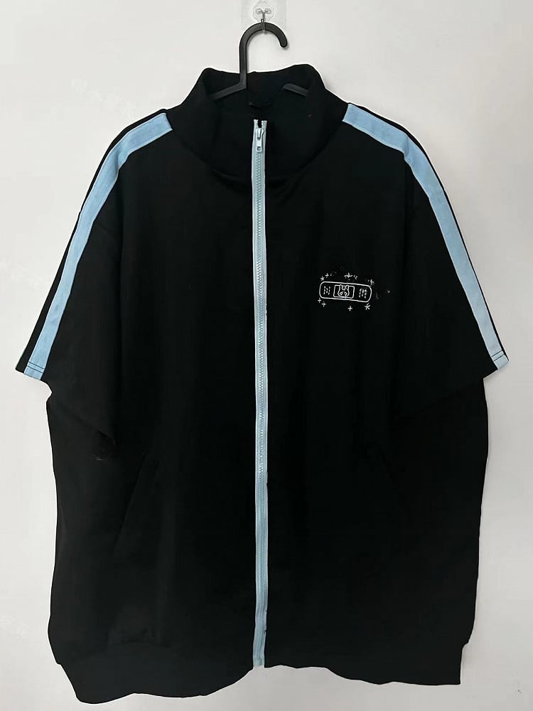 Embroidery And Kaiwai BlackBlue T-shirt Tenshi Star Bunny