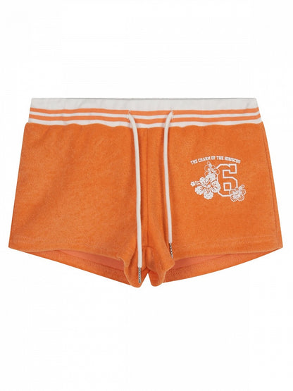 Casual Kawaii Orange Letter Print Drawstring Shorts - Languid Park