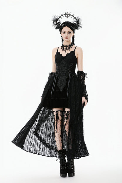 Black Floral Embroidered Lace Slip Dress Gothic Sleeveless
