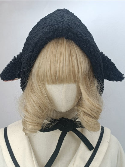 Lamb Plush Hat Ear Sweet Design Black/White
