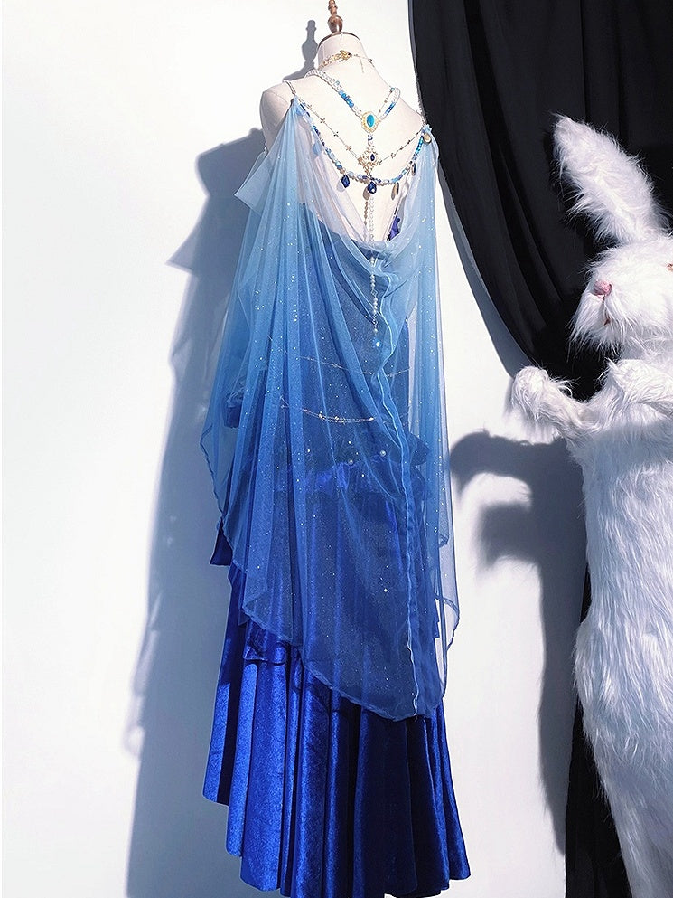 Blue / Red / Black Shimmering Dress Shawl