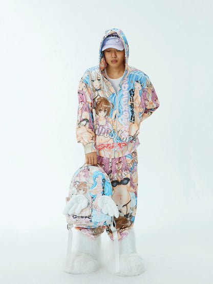 天使の羽とバックパック、カラフルな漫画プリントPU