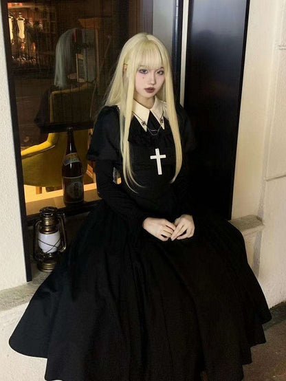 Juliette Lolita High Blouse White Waist Boned Sleeves Set Black Gothic + Corset Skirt Tie Jabot