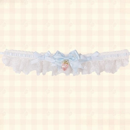 Pendant and Heart-shaped Lolita Red/Pink/Blue with Choker Lace Bow