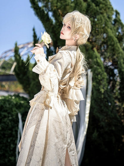 Muster Champagner Ouji hochgestreifte Lolita-Shorts Zug Cascading Rüschen Taille Overall mit