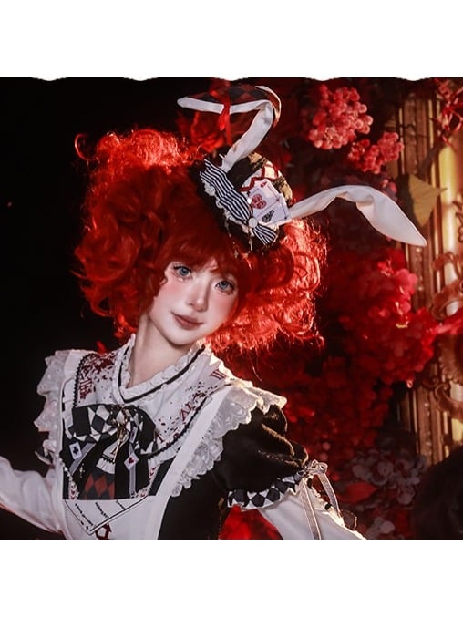 Wonderland Rabbit Ear Hat Poker Card & Checkered Motif in 4 Shades - Ying Luo Fu