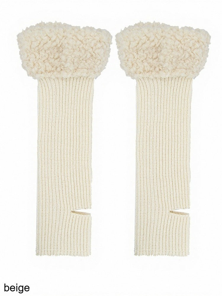 Multi-Color Knitted Leg Warmers with Plush Trim - ModaSwings