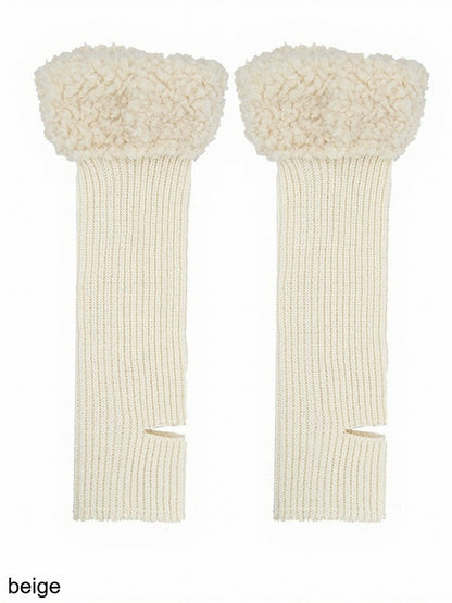 Multi-Color Knitted Leg Warmers with Plush Trim - ModaSwings