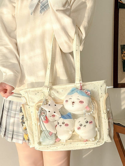 Window Pattern Beige with Star-shaped Ita Sweet Transparent Handbag Design