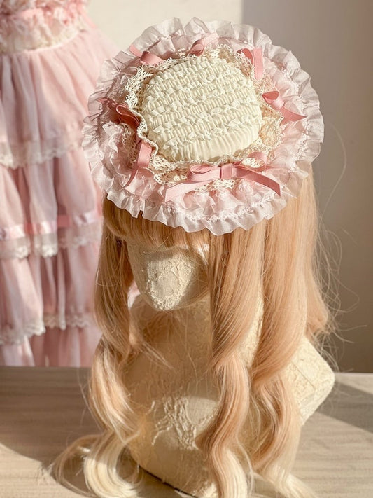 Süßer Minihut Lolita Pink mit Spitzenschleifen