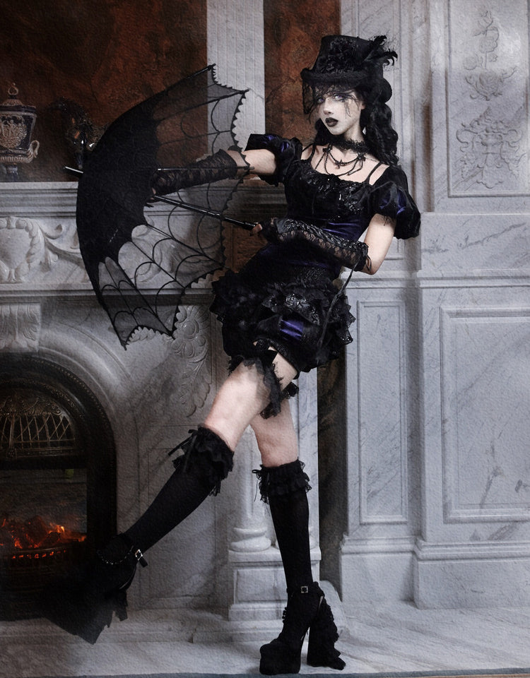Straps Sleeves Adjustable Cross Top with Goth-Style and Shoulder Slim Puff Glittery Open Back Cut