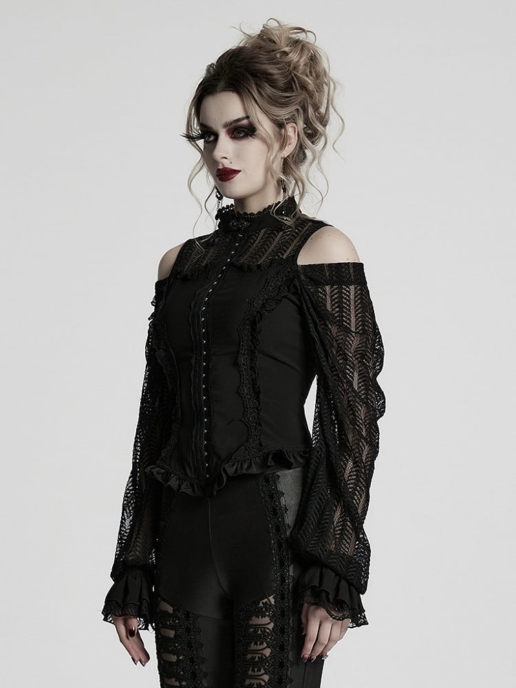 Black Gothic Swing Sleeve Shirt