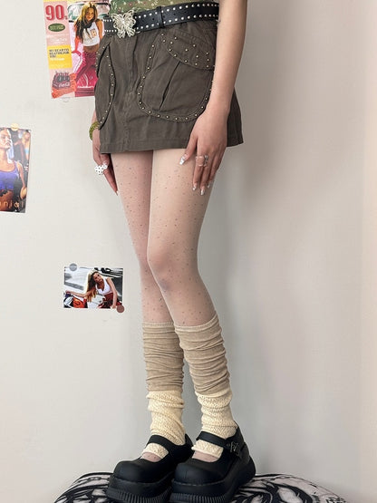 Colorful Design Polka Dot White/Black Sequin Tights