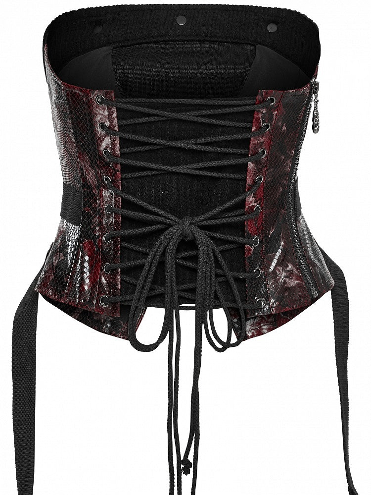 Top Red Black Punk Drawstring Tube