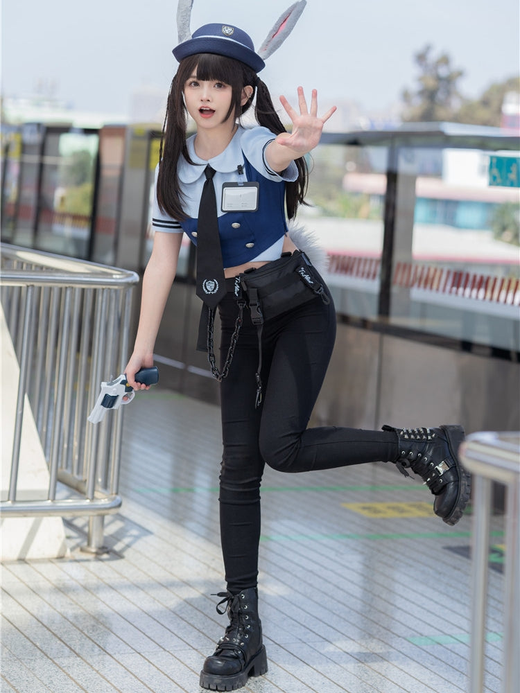 Navy Blue Bunny Ears Design Hat