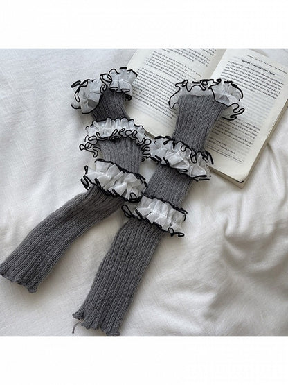 5 with Trim Colors Leg Style Kawaii Knit Warmers Lace