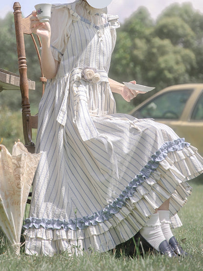 Bandbrosche Beige Blumenmuster