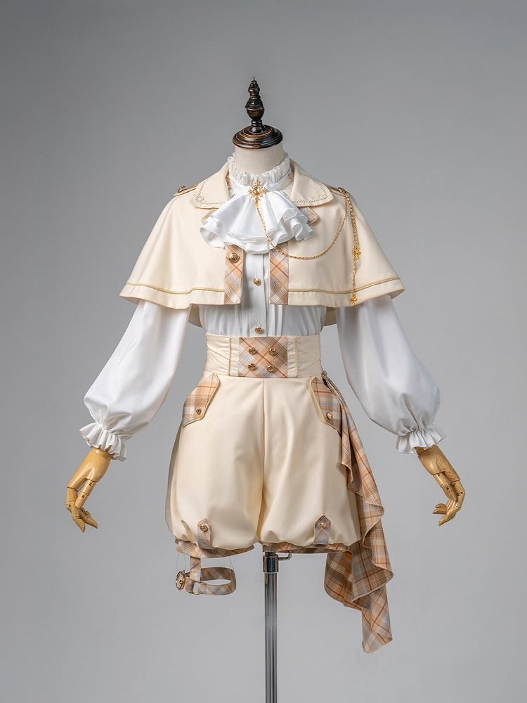 Lolita Shorts Waist - and Shirt Outfit + High Cape Prince Ouji Gold White
