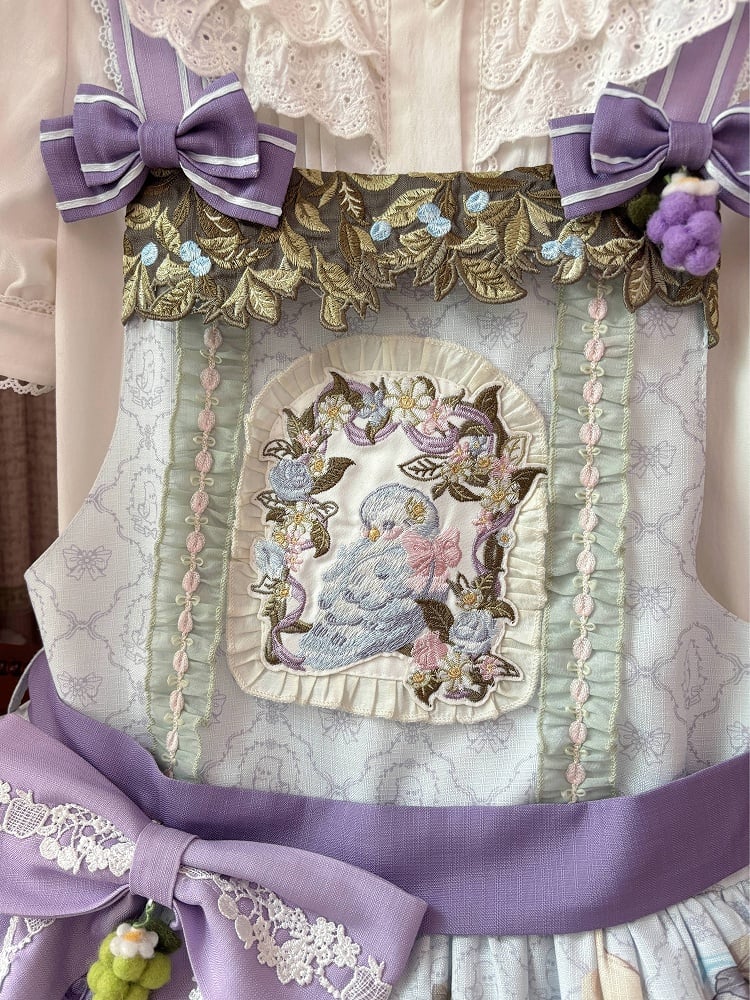 Grapes Overall Parrot Sweet Print Lolita Dress and Cute