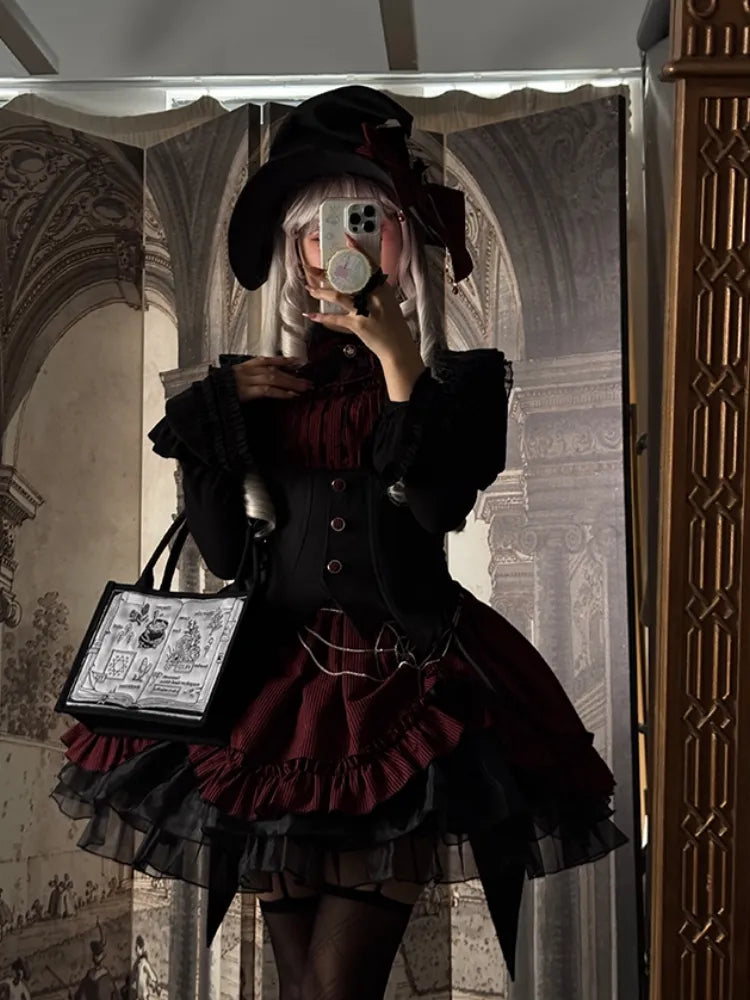 Schwarze Handtasche mit Stickerei „Magic Book“