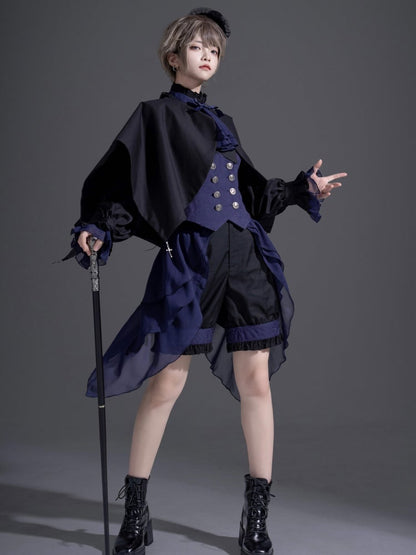 黒と濃紺の王子ショーツとオーバーレイのシエルバイブス王子風衣装