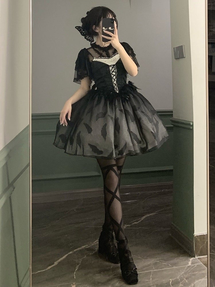 Sheer Black Lace Butterfly Blouse - With PUJI