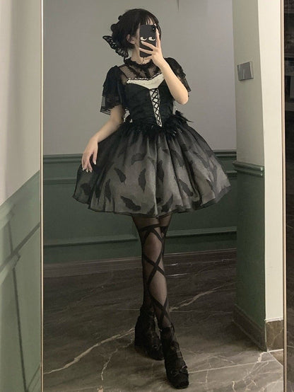 Sheer Black Lace Butterfly Blouse - With PUJI