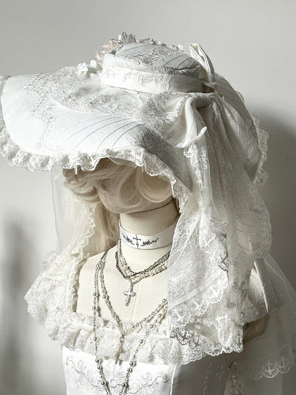 Red/White/Gray Gothic Lolita Hat