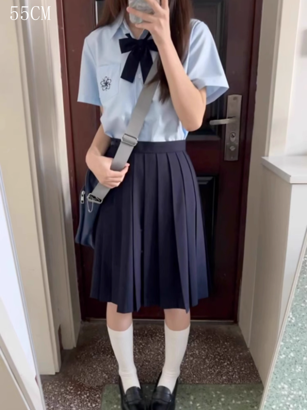 Blue Pleated Legnth JK /55CM Uniform 39CM Dark Skirt