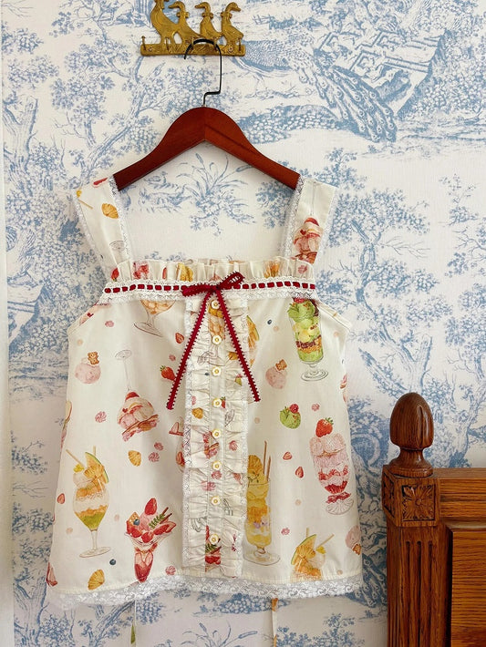 Print Fruit Top Cami Sommercreme Parfait