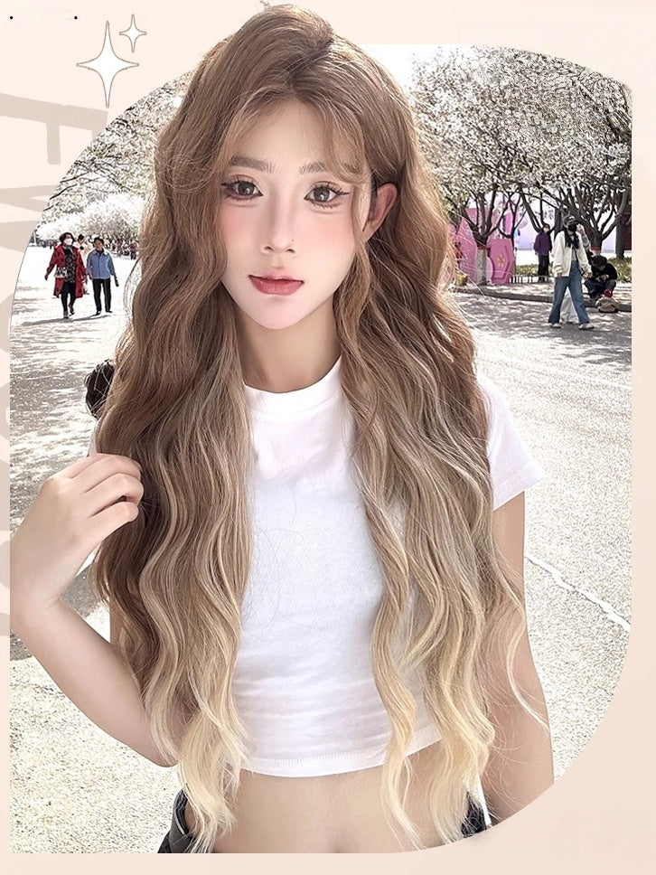 Brown Bangs 68CM Ombre Wig with Air Wavy