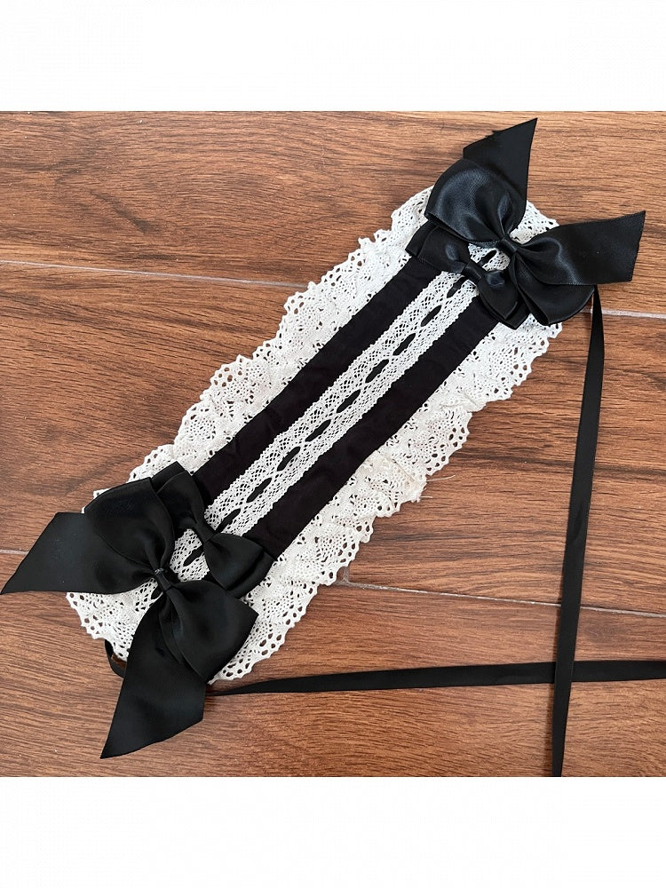 Pink & Black Lace Hairband with Bow Accents - Hana Studio