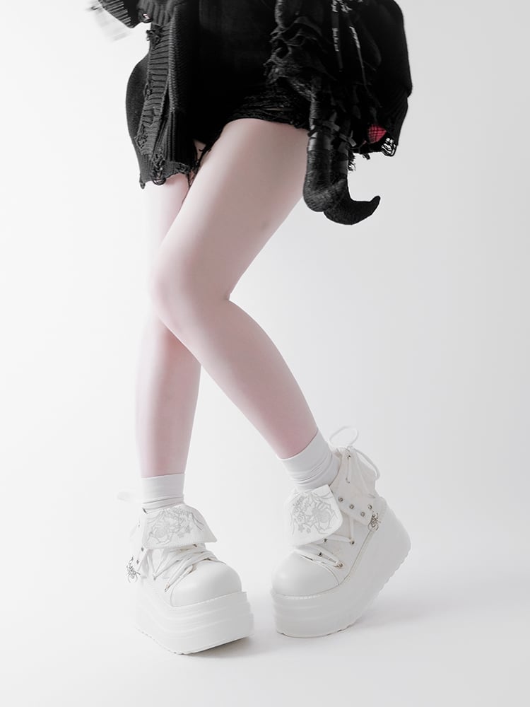 ホワイトパンクスパイダープラットフォームスニーカー