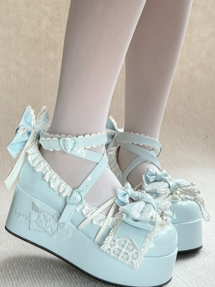 Blue Janes Platform Details Lolita Mary PU - Bead Sweet