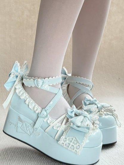 Blue Janes Platform Details Lolita Mary PU - Bead Sweet