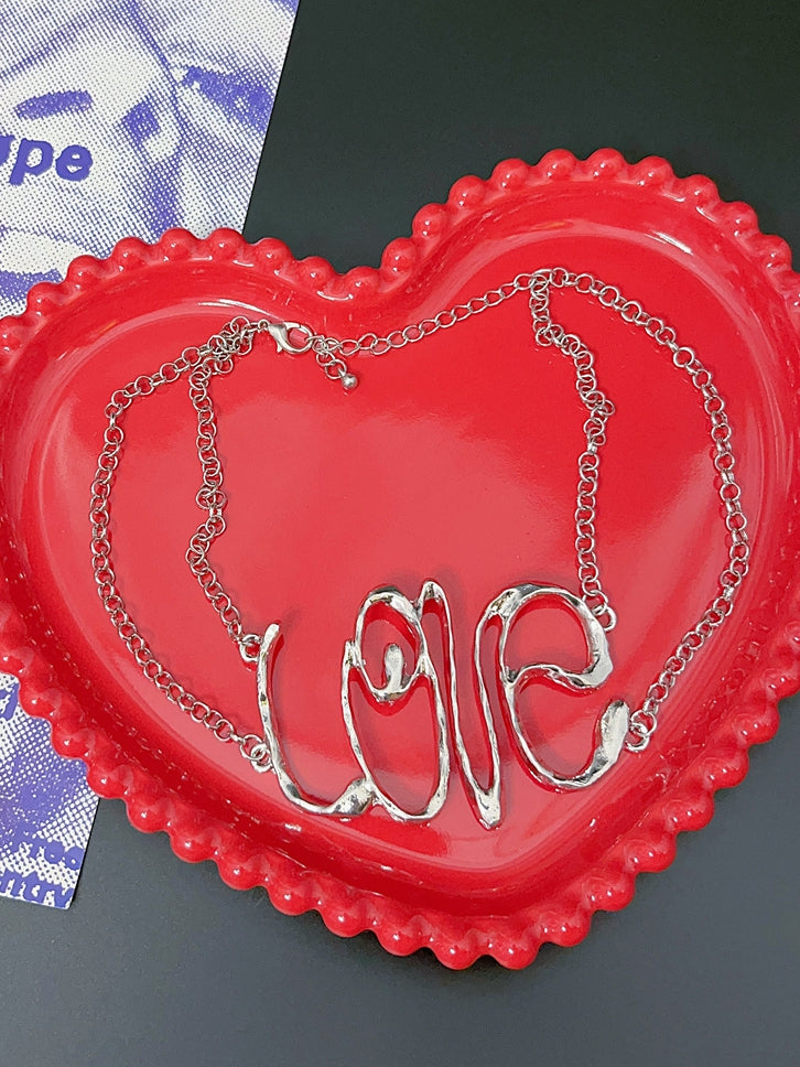 Anhänger Buchstaben Halskette Y2K Silber