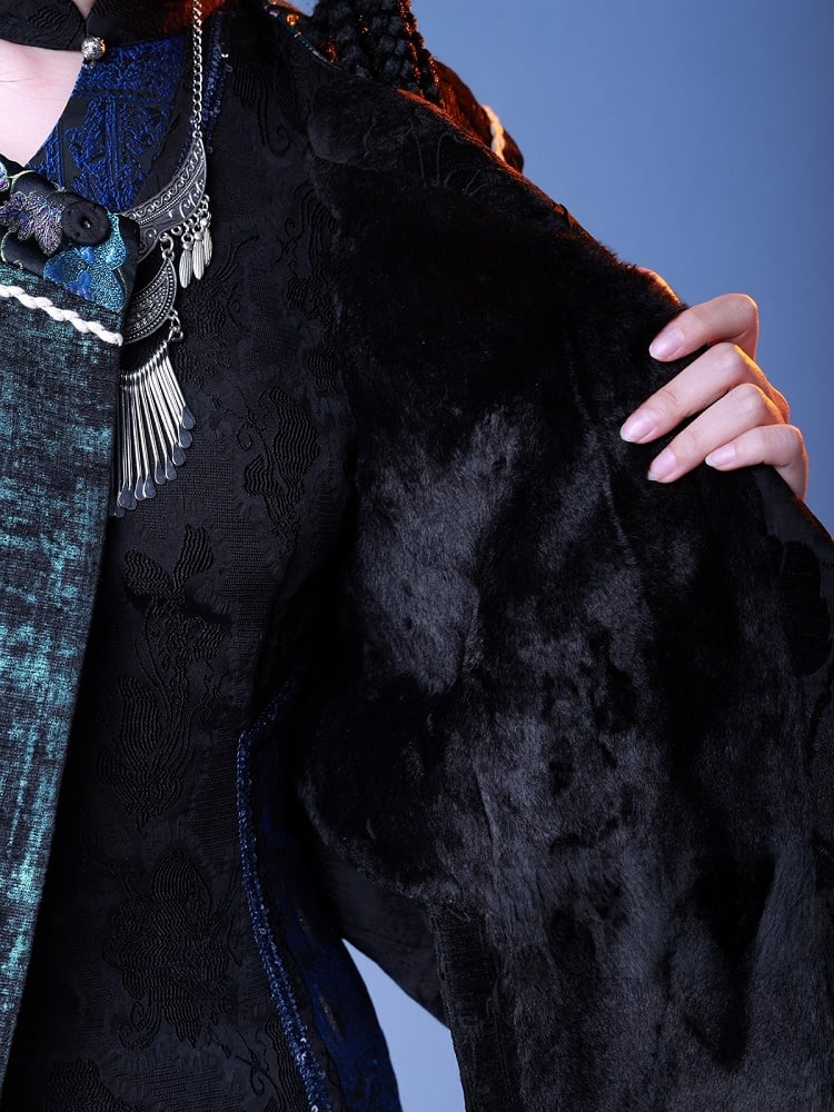 Chinese Style Long Bell Sleeve Top with Floral Embroidery - sijinstudio