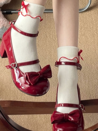 6 Ruffled Contrast Options Trim Ankle Socks Details Color Bowknot