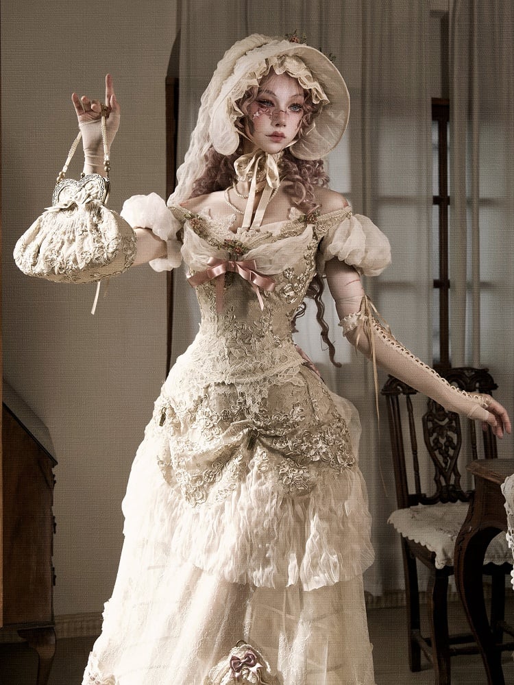 Sleeves and Vintage Puff Top Edwardian Off-the-shoulder Neckline