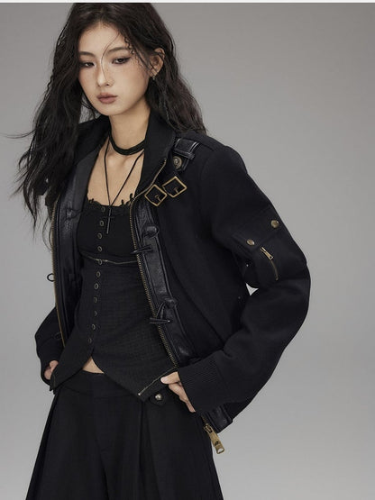Jacket Closure Black Zip Toggle - Mock Neck Vintage