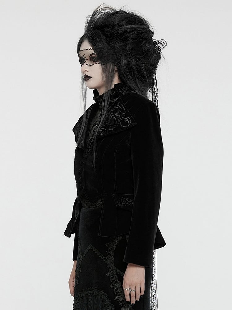 Black Coat Embroidered Goth Exquisite