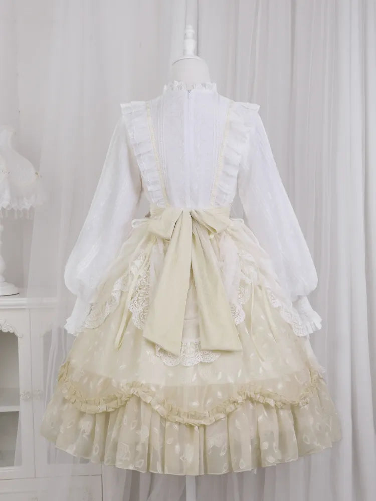 White Embroidery Tulip One Applique and Bodice Piece Yellow