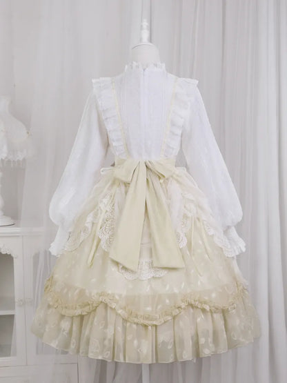 White Embroidery Tulip One Applique and Bodice Piece Yellow