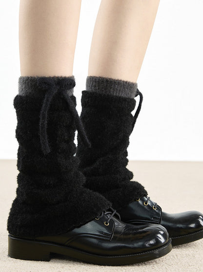 Warmers Leg Detail Two-Tone with Bow 4-Color Fuzzy