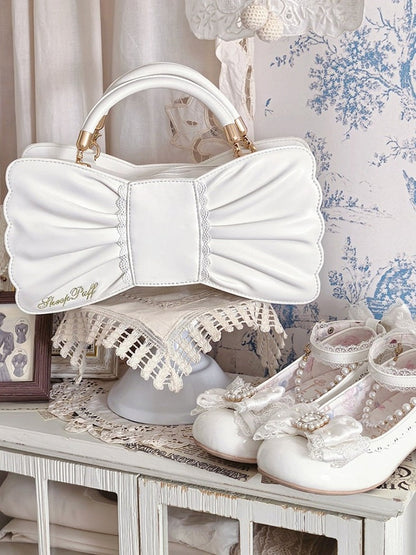 Sweet Lolita Bowknot Bag with Pearls & Lace - Sheep Puff Bag