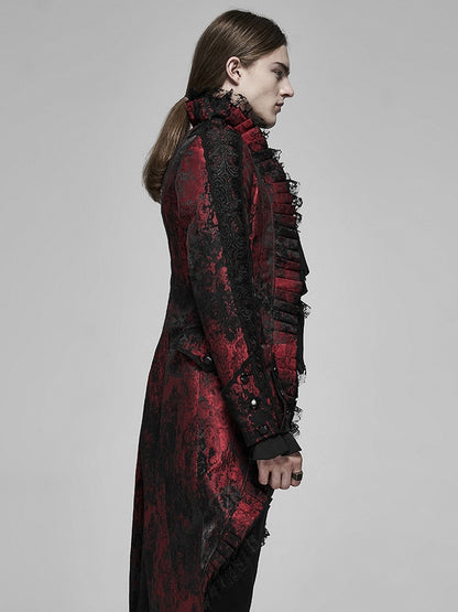 Rococo Coat Gorgeous and Men's Black Dark Red Tuxedo Lace