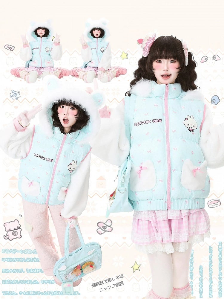 with Closure Teal Green Blouson Zip Daily Kawaii Jacket