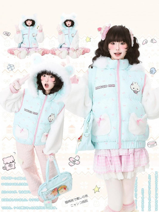 with Closure Teal Green Blouson Zip Daily Kawaii Jacket