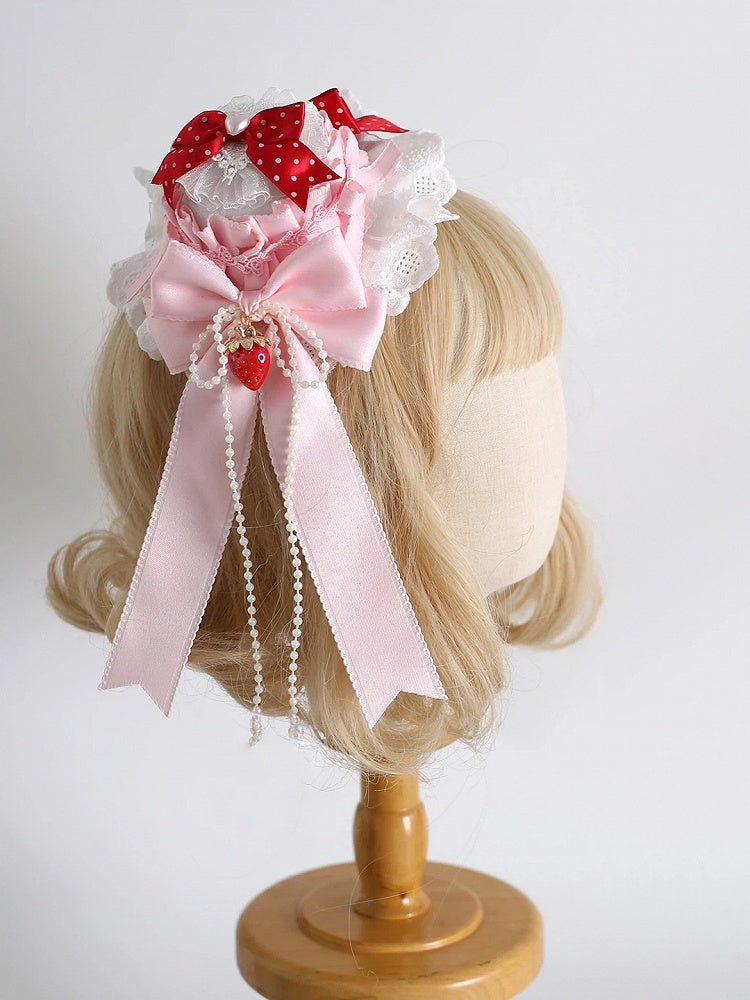 Set (Pearl Lolita Accent) 4-Color Chain Mini Hat Strawberry-Themed