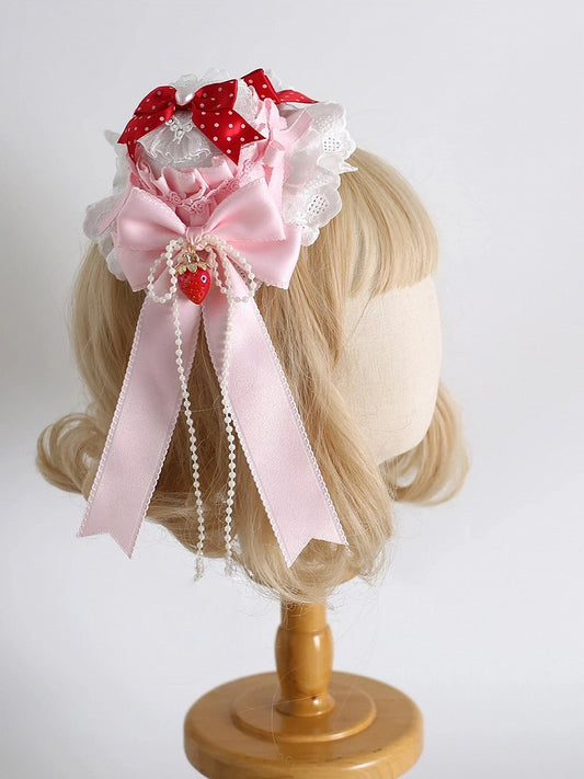 Set (Pearl Lolita Accent) 4-Color Chain Mini Hat Strawberry-Themed